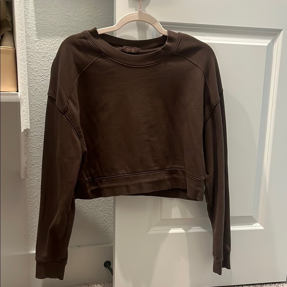 nuuds cropped crewneck sweatshirt - “coffee”